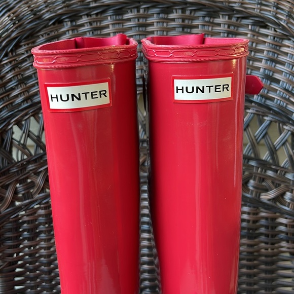 Red Flare Tall Adjustable Hunter Boots 11 - Picture 6 of 17